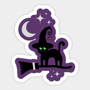 witches cat- halloween Sticker